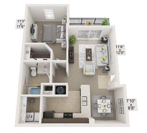 1 bedroom floor plan